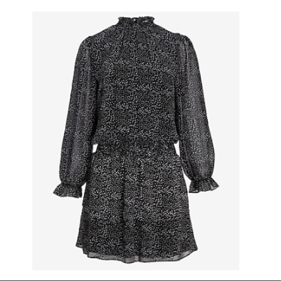 Dresses & Skirts - printed smocked waist ruffle mock neck dress